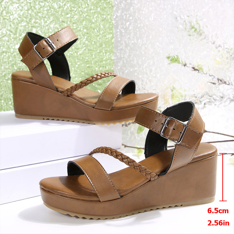 Women's Braided Strap Wedge Sandals