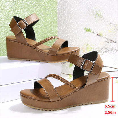 Women's Braided Strap Wedge Sandals