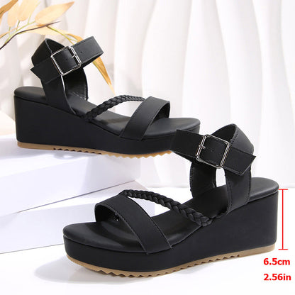 Women's Braided Strap Wedge Sandals