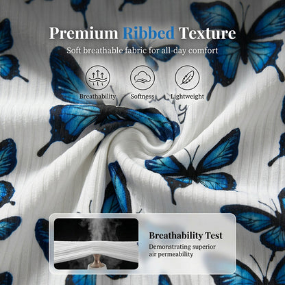 Women's Cozy Butterfly Print Pajama Set