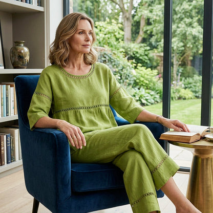 Women's Casual 2-Piece Set with Eyelet Details