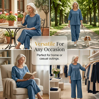 Women's Casual 2-Piece Set with Eyelet Details