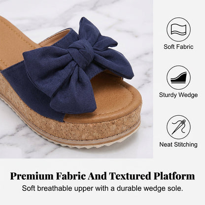 Women's Leopard Print Bow Platform Sandals