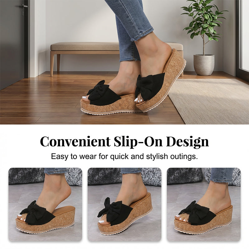 Women's Leopard Print Bow Platform Sandals