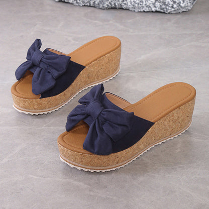 Women's Leopard Print Bow Platform Sandals