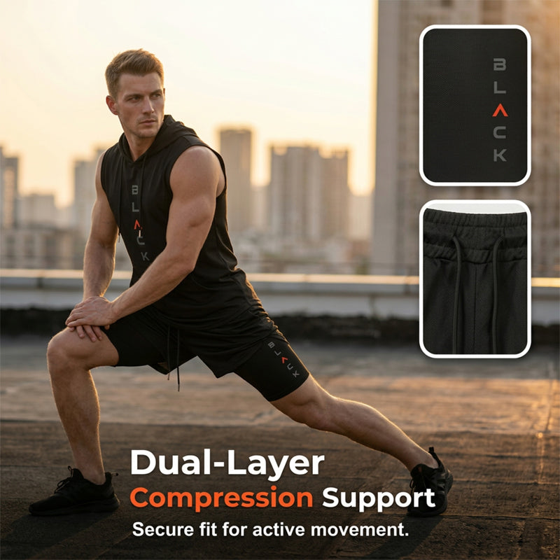 Men's Athletic Sleeveless Hoodie & Shorts Set