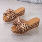 Women's Leopard Print Bow Platform Sandals