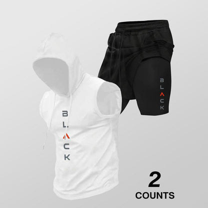 Men's Athletic Sleeveless Hoodie & Shorts Set
