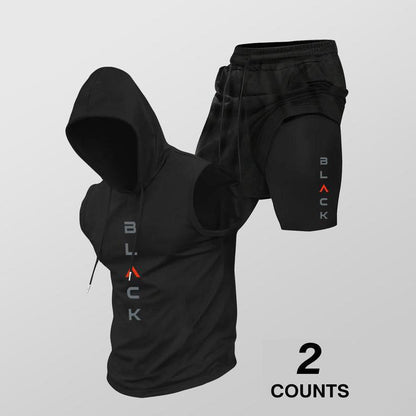 Men's Athletic Sleeveless Hoodie & Shorts Set