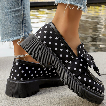 Women's Polka Dot Bow Platform Loafers
