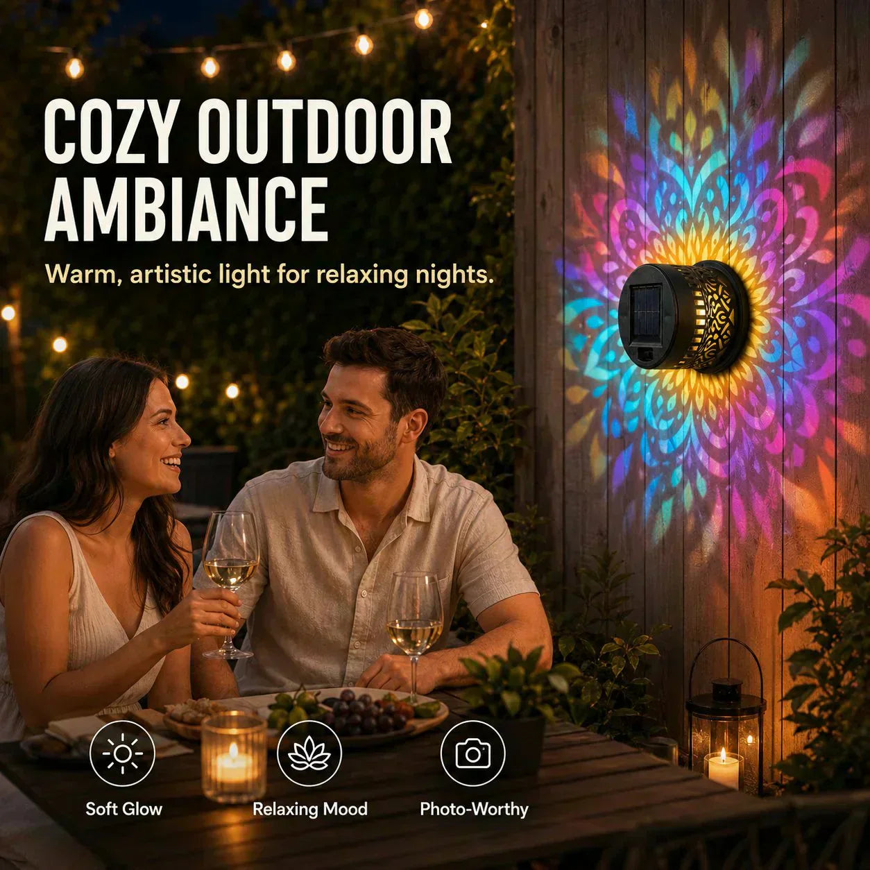 🌞50% OFF NOW!🌀Solar Mandala Light – Stunning Pattern Projection, 2-in-1 Floor & Wall Design & IP65 Waterproof Auto On/Off 🌿