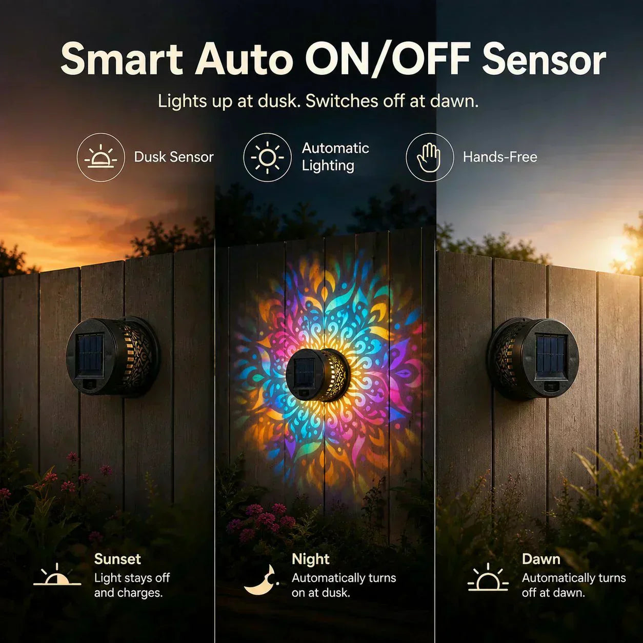 🌞50% OFF NOW!🌀Solar Mandala Light – Stunning Pattern Projection, 2-in-1 Floor & Wall Design & IP65 Waterproof Auto On/Off 🌿