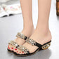 ⏰Stylish Women's Sandals – Flat Heel, Rhinestones & Metal Accents 👡 For Summer & Everyday Wea
