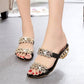 ⏰Stylish Women's Sandals – Flat Heel, Rhinestones & Metal Accents 👡 For Summer & Everyday Wea