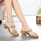 ⏰Stylish Women's Sandals – Flat Heel, Rhinestones & Metal Accents 👡 For Summer & Everyday Wea