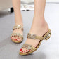 ⏰Stylish Women's Sandals – Flat Heel, Rhinestones & Metal Accents 👡 For Summer & Everyday Wea