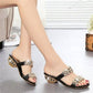 ⏰Stylish Women's Sandals – Flat Heel, Rhinestones & Metal Accents 👡 For Summer & Everyday Wea