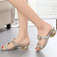 ⏰Stylish Women's Sandals – Flat Heel, Rhinestones & Metal Accents 👡 For Summer & Everyday Wea