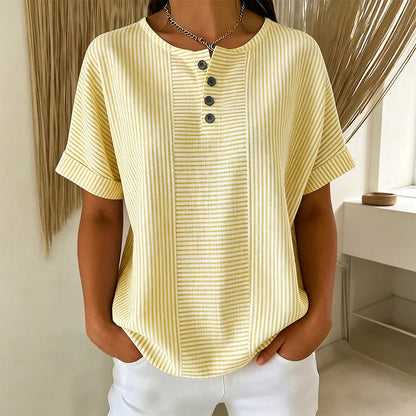 Women's Casual Striped Henley Shirt