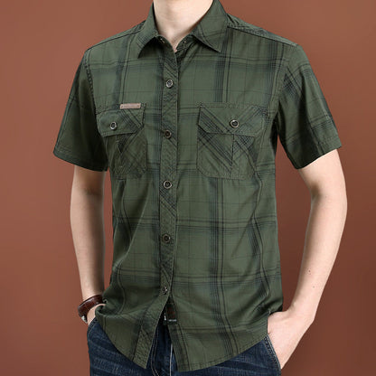 Men's Casual Plaid Short Sleeve Shirt
