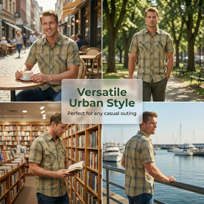 Men's Casual Plaid Short Sleeve Shirt
