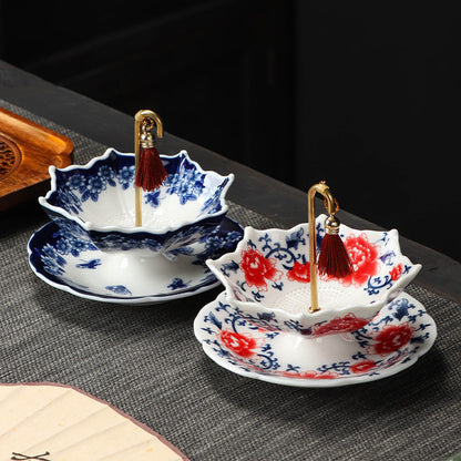 🍵Ceramic Umbrella Tea Strainer Set – Hand-Glazed Porcelain Infuser with Matching Saucer, Fine Stainless Mesh Filter, Leak-Proof, Heat-Resistant, Elegant Umbrella Design for Loose Leaf, Herbal & Flowering Teas ✨