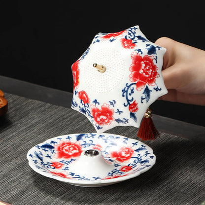 🍵Ceramic Umbrella Tea Strainer Set – Hand-Glazed Porcelain Infuser with Matching Saucer, Fine Stainless Mesh Filter, Leak-Proof, Heat-Resistant, Elegant Umbrella Design for Loose Leaf, Herbal & Flowering Teas ✨