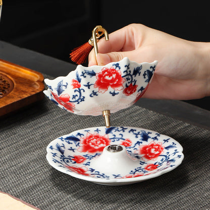 🍵Ceramic Umbrella Tea Strainer Set – Hand-Glazed Porcelain Infuser with Matching Saucer, Fine Stainless Mesh Filter, Leak-Proof, Heat-Resistant, Elegant Umbrella Design for Loose Leaf, Herbal & Flowering Teas ✨