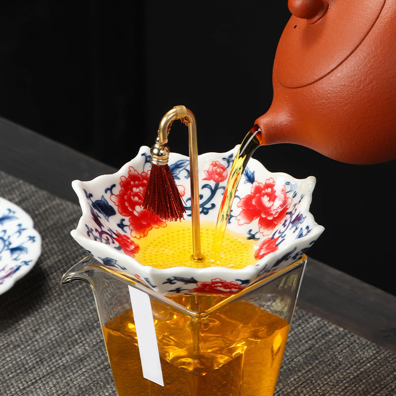 🍵Ceramic Umbrella Tea Strainer Set – Hand-Glazed Porcelain Infuser with Matching Saucer, Fine Stainless Mesh Filter, Leak-Proof, Heat-Resistant, Elegant Umbrella Design for Loose Leaf, Herbal & Flowering Teas ✨
