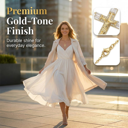 Gold-Tone Zirconia Pendant Necklace