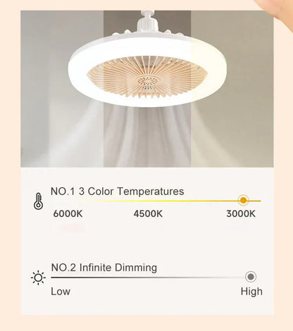 💡 LIMITED-TIME 50% OFF! 🌀 LED Ceiling Fan with Remote – 3-Color Dimming, Silent Copper Motor, Bladeless Design ✨