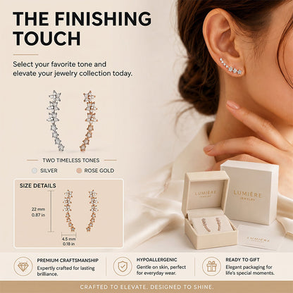 🌸 Floral Rhinestone Ear Climbers – Sparkling Blooms for Everyday Elegance & Evening Looks ✨💎