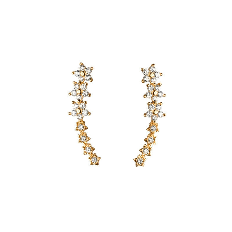 🌸 Floral Rhinestone Ear Climbers – Sparkling Blooms for Everyday Elegance & Evening Looks ✨💎