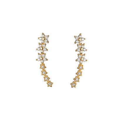 🌸 Floral Rhinestone Ear Climbers – Sparkling Blooms for Everyday Elegance & Evening Looks ✨💎