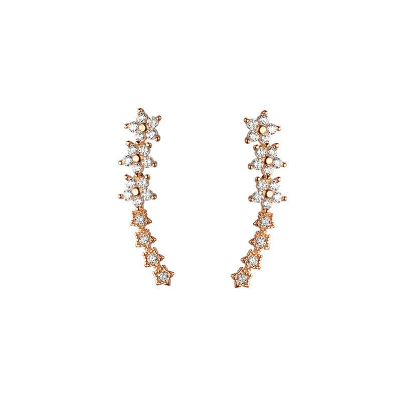 🌸 Floral Rhinestone Ear Climbers – Sparkling Blooms for Everyday Elegance & Evening Looks ✨💎