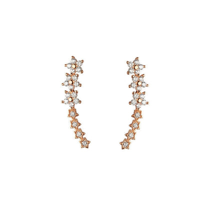 🌸 Floral Rhinestone Ear Climbers – Sparkling Blooms for Everyday Elegance & Evening Looks ✨💎