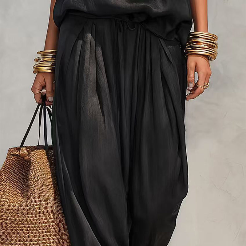 🎁New Arrivals 52% OFF💥 Sleeveless Cowl Neck Jumpsuit – Halter, Wide-Leg, Elegant 🍷