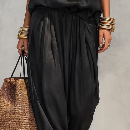🎁New Arrivals 52% OFF💥 Sleeveless Cowl Neck Jumpsuit – Halter, Wide-Leg, Elegant 🍷