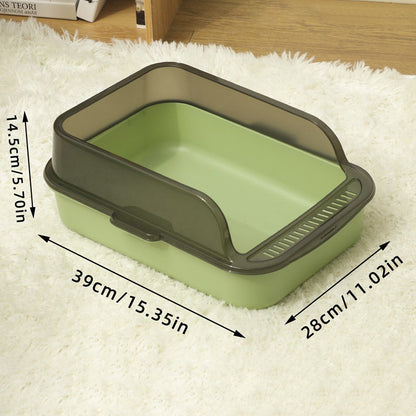 Semi-Enclosed Plastic Litter Box with Splash Guard