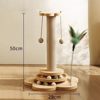 Multifunctional Cat Activity Center with Scratcher and Toys