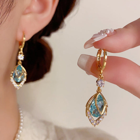 Sky Blue Drop Dangle Hoop Earrings