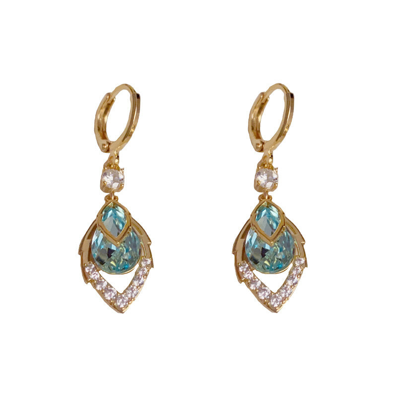 Sky Blue Drop Dangle Hoop Earrings