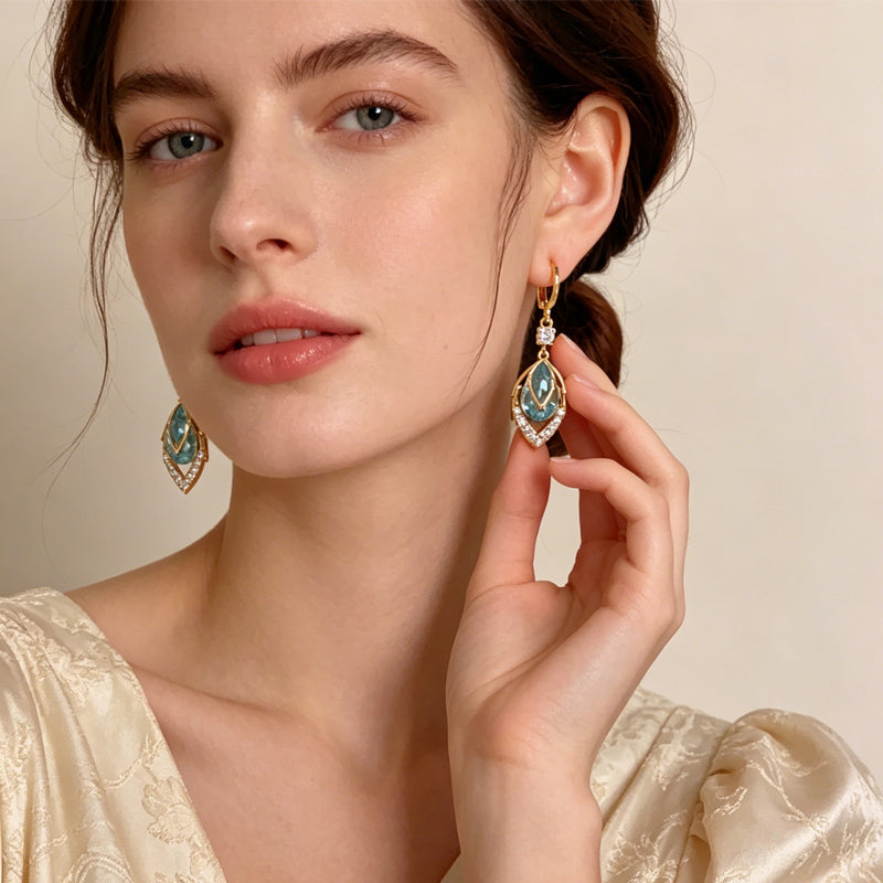 Sky Blue Drop Dangle Hoop Earrings