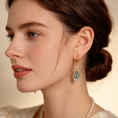 Sky Blue Drop Dangle Hoop Earrings