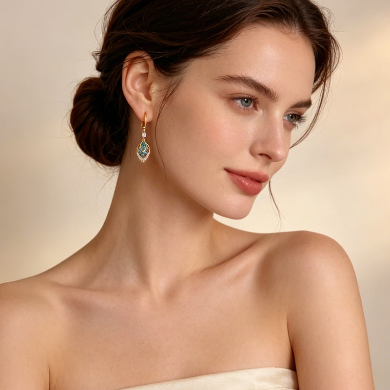 Sky Blue Drop Dangle Hoop Earrings
