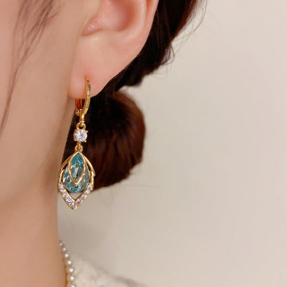 Sky Blue Drop Dangle Hoop Earrings