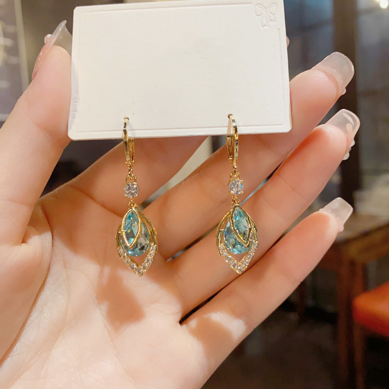 Sky Blue Drop Dangle Hoop Earrings