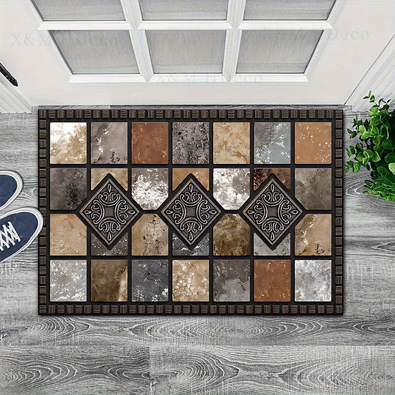 Geometric Stone Pattern 2D Printed Carpet