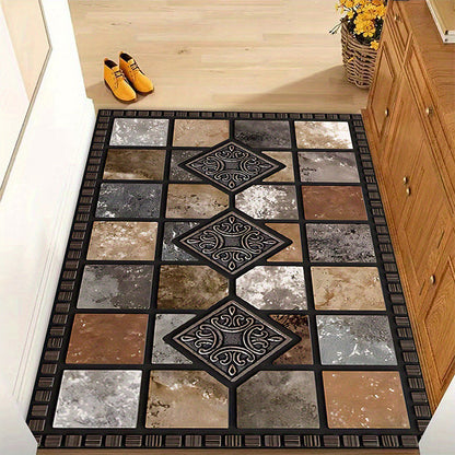 Geometric Stone Pattern 2D Printed Carpet