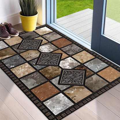 Geometric Stone Pattern 2D Printed Carpet